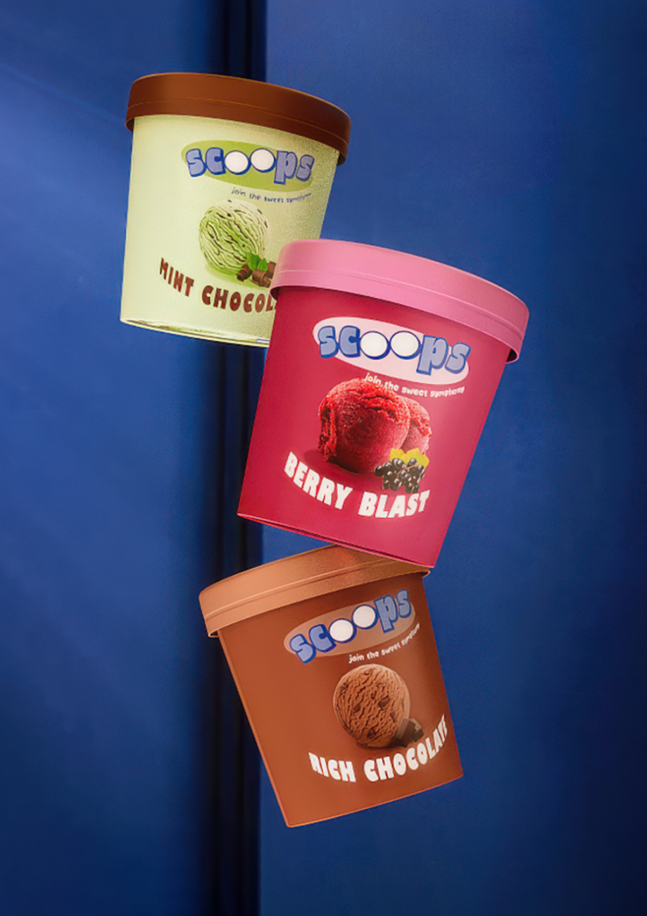 Scoops, ice cream tubs flavours